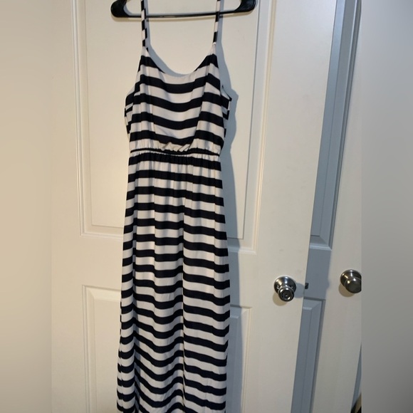 Sugarmint Stripped Navy and White long spaghetti dress. - Picture 1 of 4